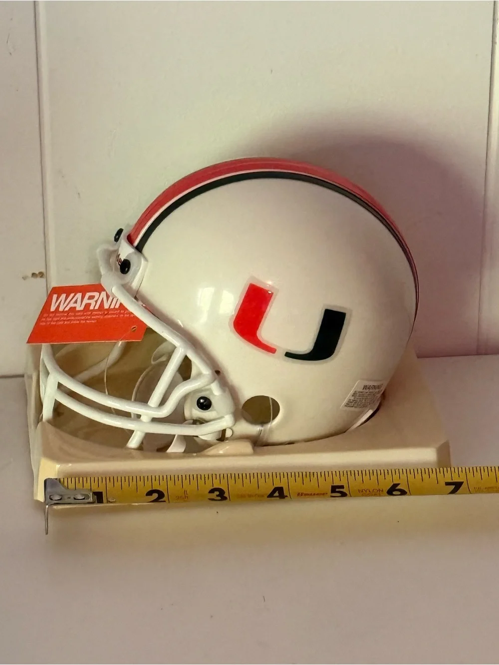 White Miami Hurricanes Mini Football Helmet